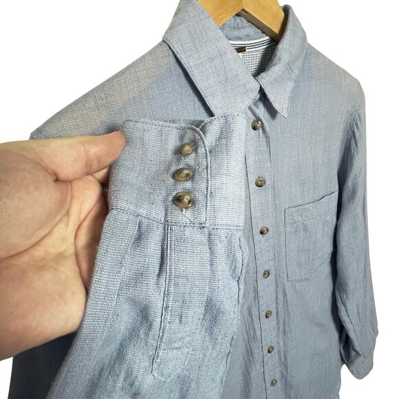 FREE PEOPLE Women’s That’s a Wrap Lightweight Chambray Long Sleeve Top - Picture 6 of 7